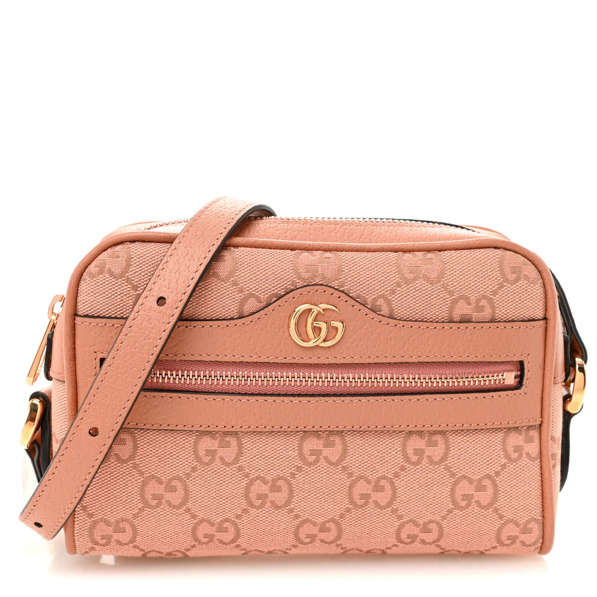 Monogram Textured Dollar Calfskin Mini Ophidia Shoulder Bag Cloche Rose Pink wholesalehk.shop