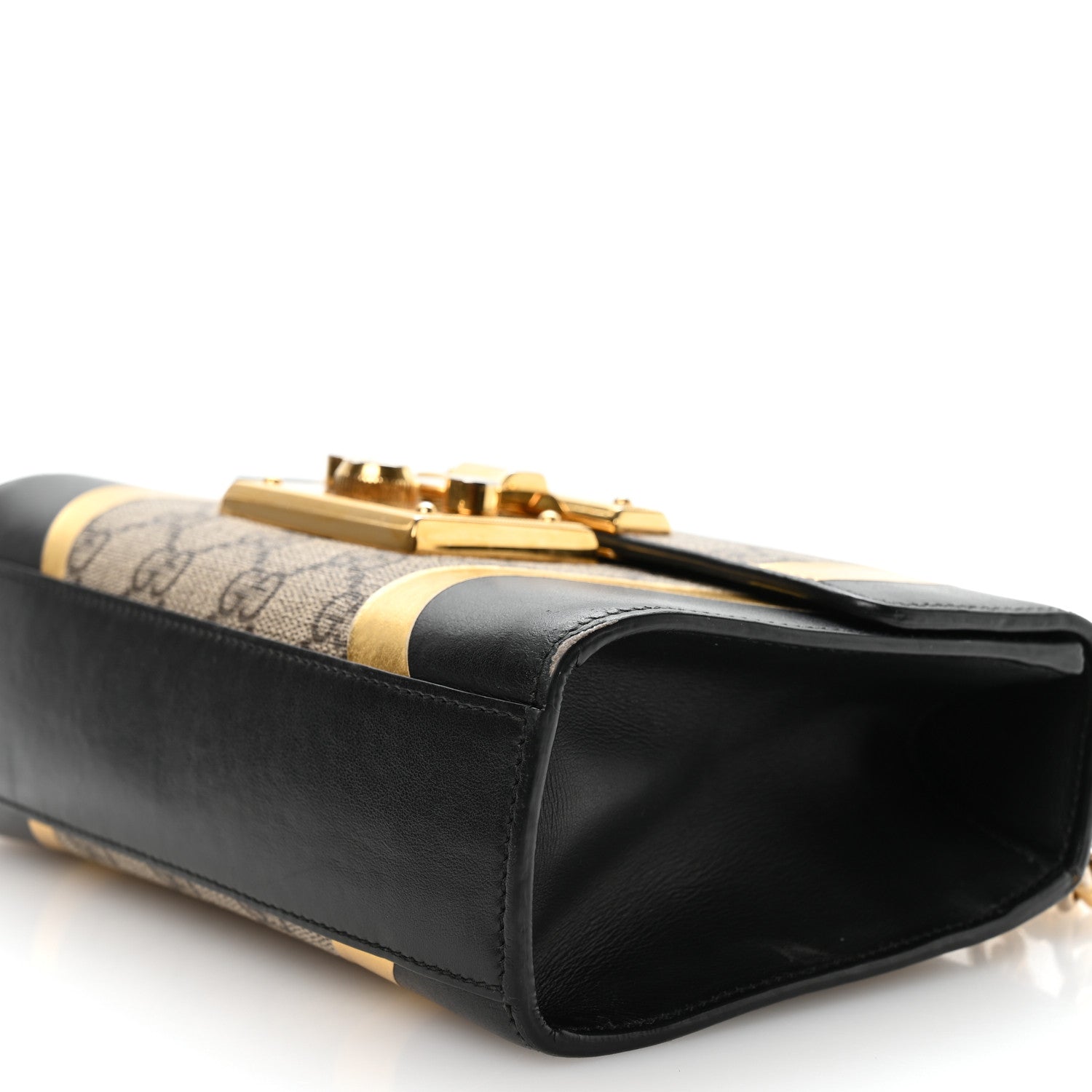 Calfskin GG Supreme Monogram Small Padlock Shoulder Bag Black Gold £¨ Direct shipment via from wholesalehk.shop