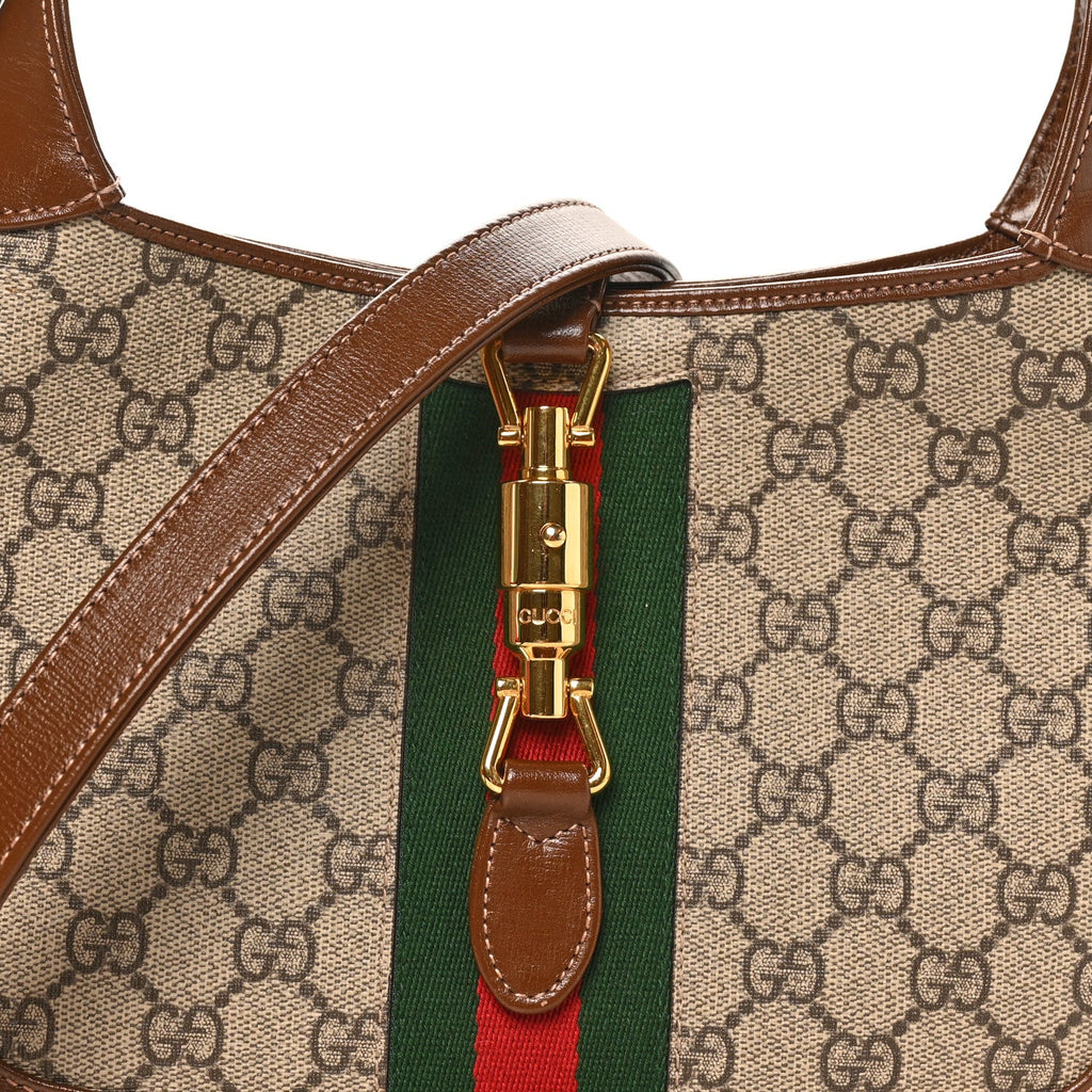 GG Supreme Monogram Azalea Calfskin Web Small Jackie 1961 Hobo Beige Ebony Brown Sugar £¨ Direct shipment via from wholesalehk.shop