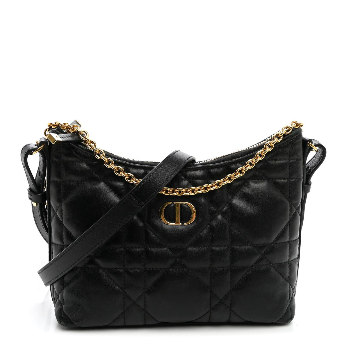 Calfskin Macrocannage Miss Caro Diorling Mini Bag with Chain Black wholesalehk.shop