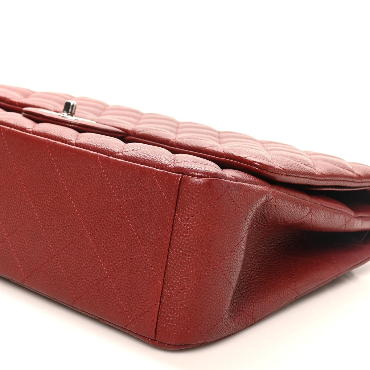 Caviar Quilted Maxi Double Flap Dark Red wholesalehk.shop