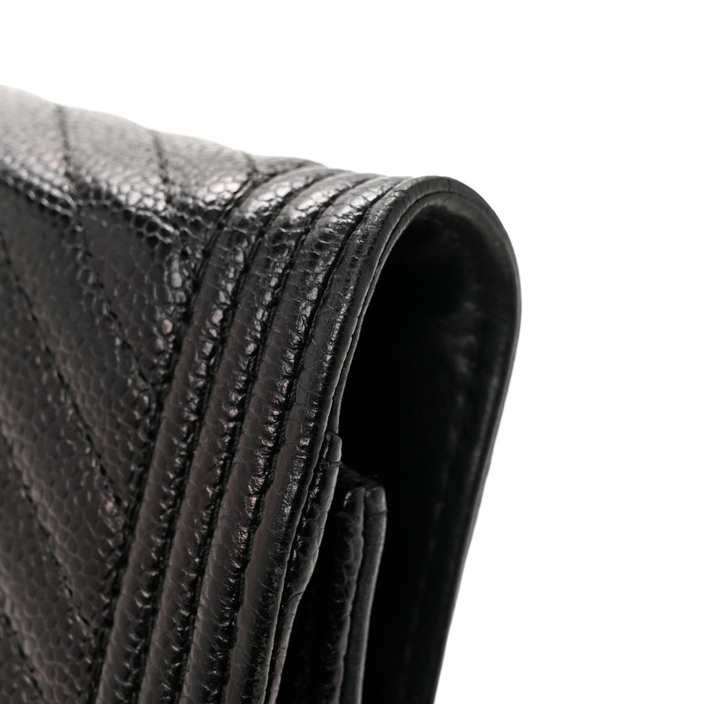 Caviar Chevron Quilted Boy Wallet On Chain WOC Black wholesalehk.shop