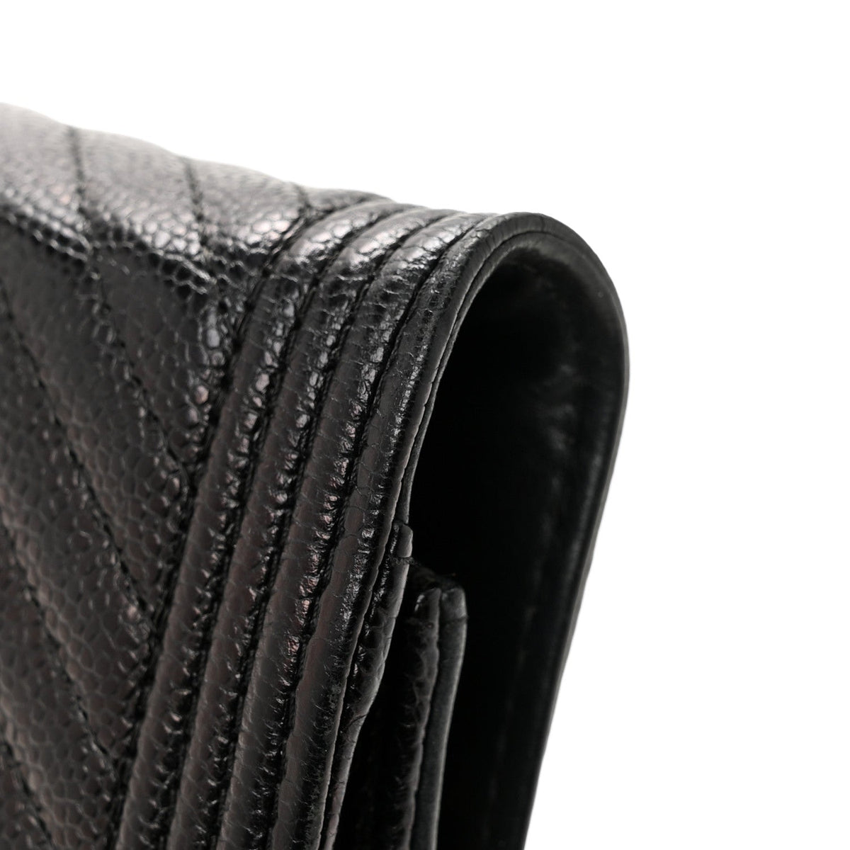 Caviar Chevron Quilted Boy Wallet On Chain WOC Black wholesalehk.shop