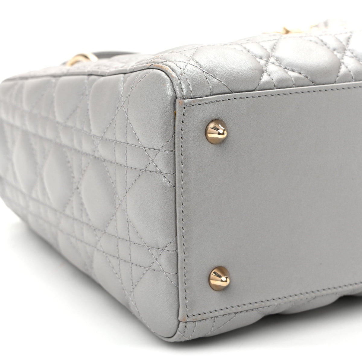 Pearly Lambskin Cannage Medium Lady Dior Grey wholesalehk.shop