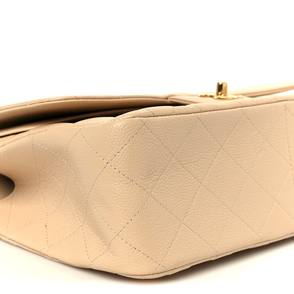 Caviar Quilted Jumbo Double Flap Beige wholesalehk.shop