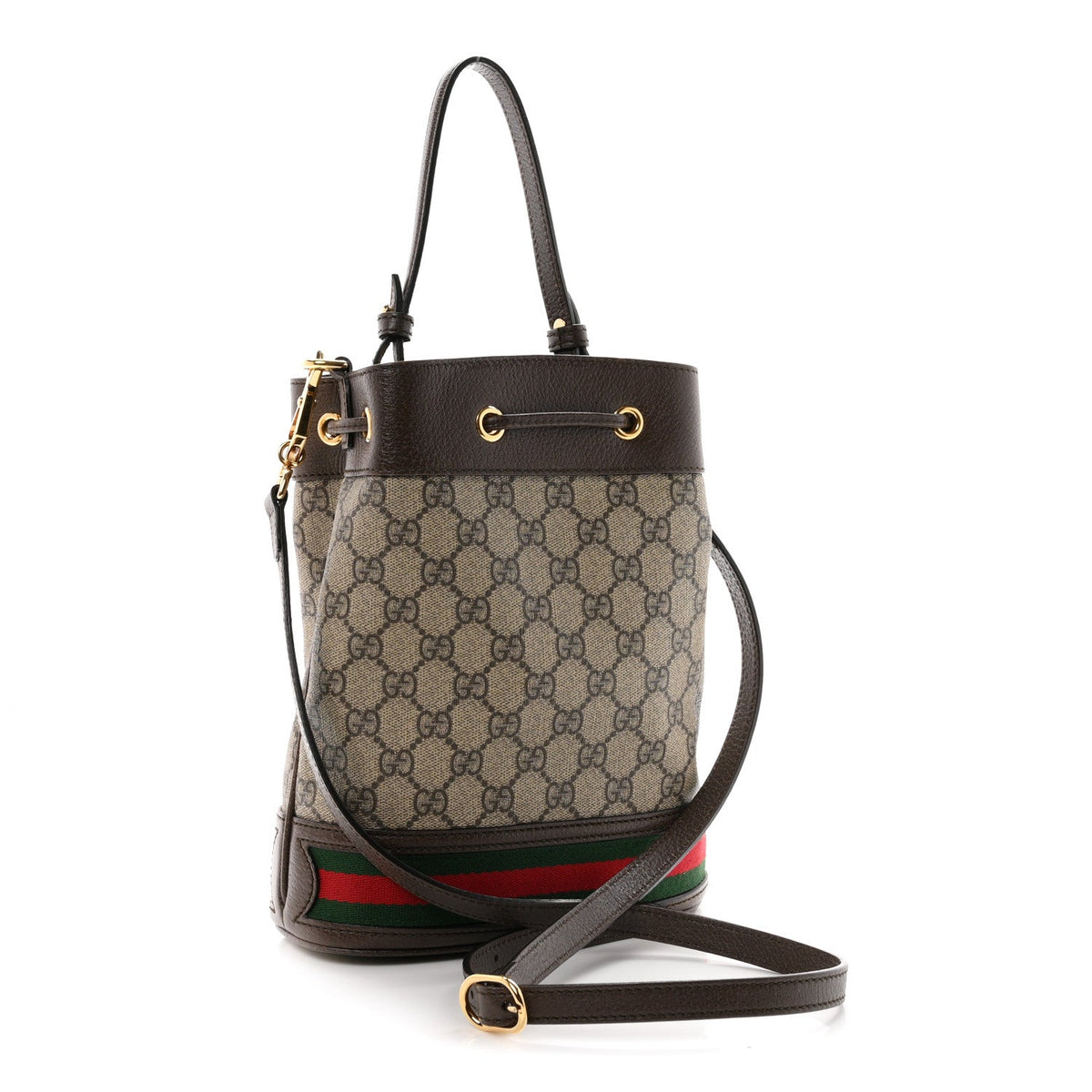GG Supreme Monogram Web Small Ophidia Bucket Bag Brown wholesalehk.shop
