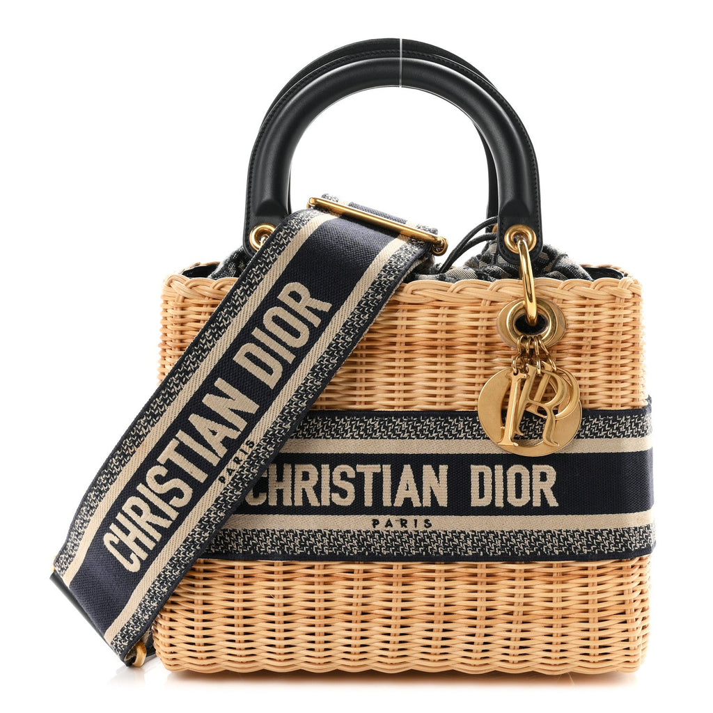 Wicker Oblique Medium Lady Dior Bag Blue wholesalehk.shop