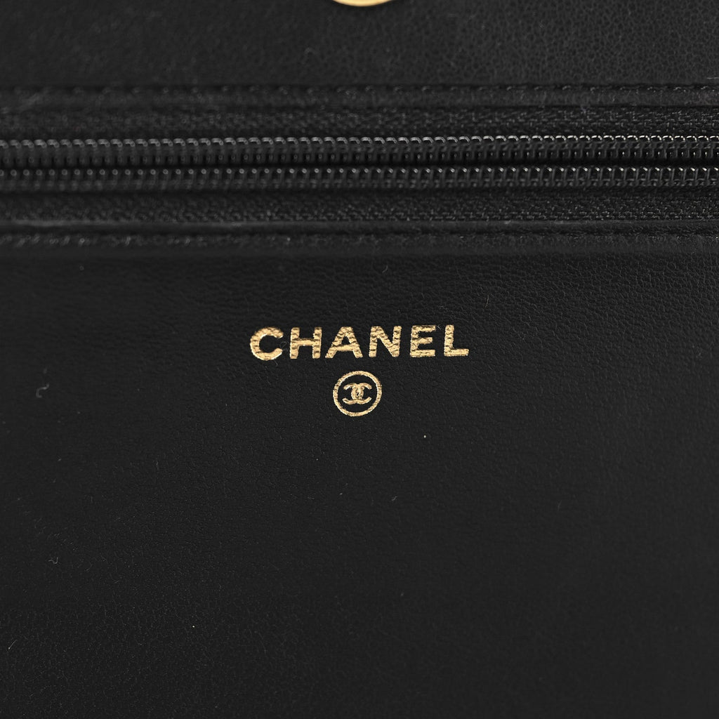 LAmbskin Chevron Boy Wallet On Chain WOC Black wholesalehk.shop