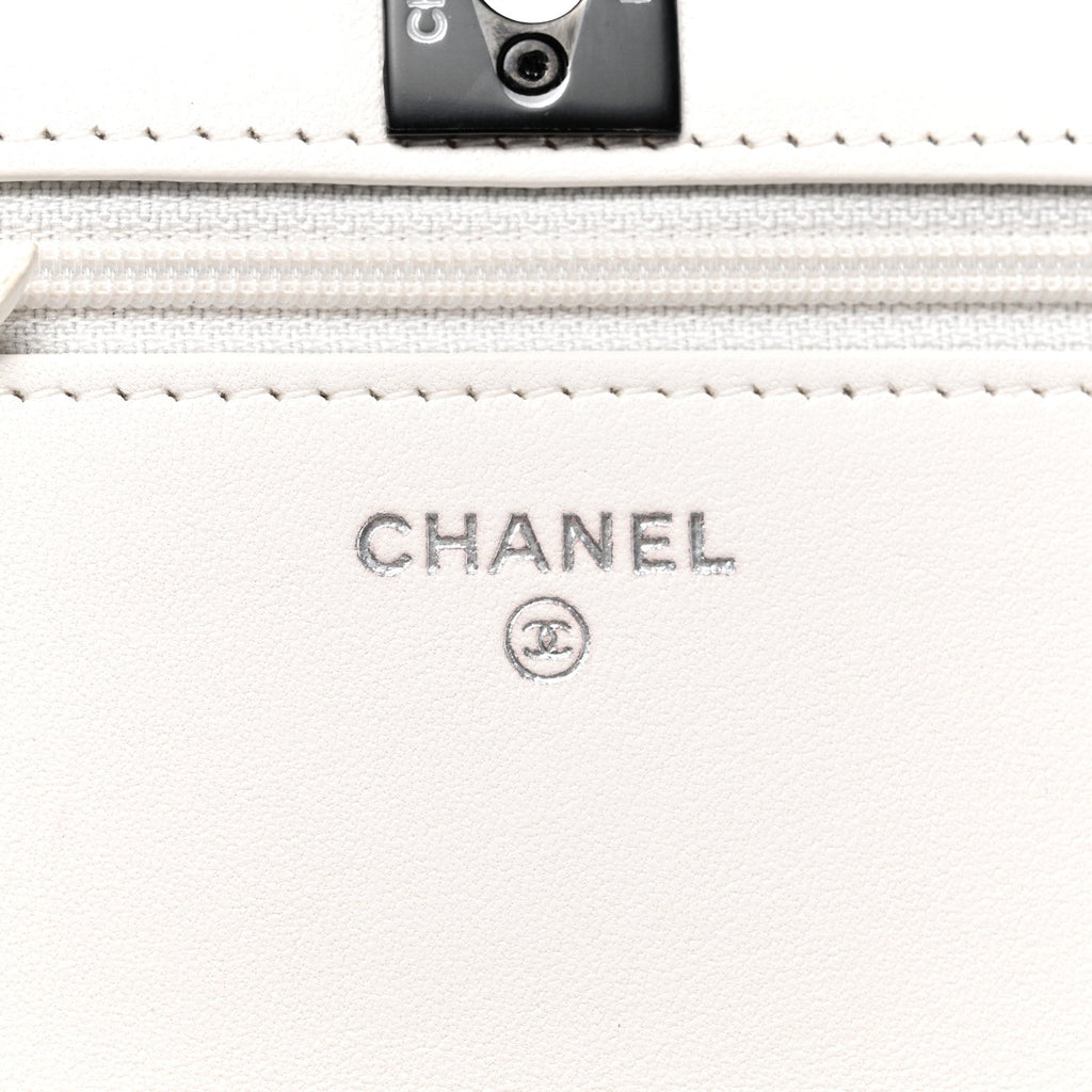 Lambskin Quilted Mini Trendy CC Wallet On Chain WOC White wholesalehk.shop