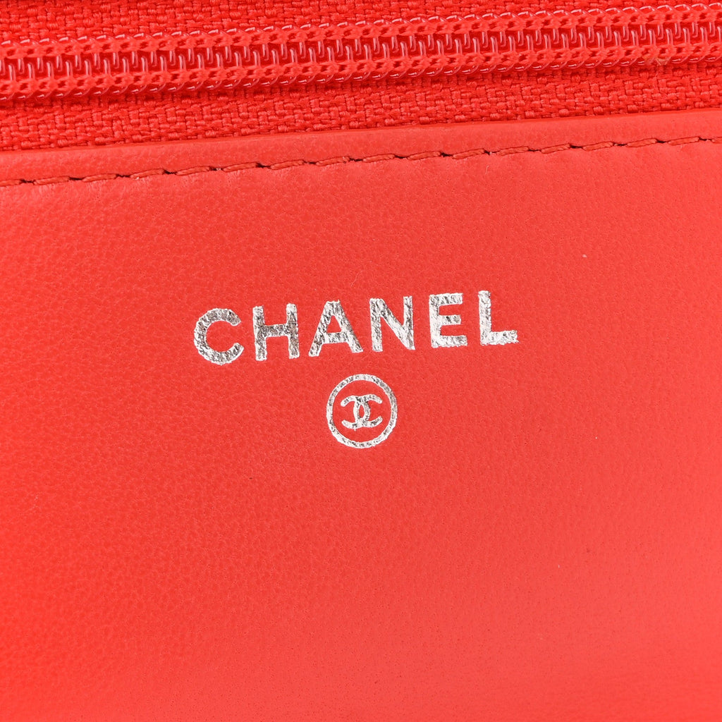 Lambskin Quilted Boy Wallet On Chain WOC Red wholesalehk.shop