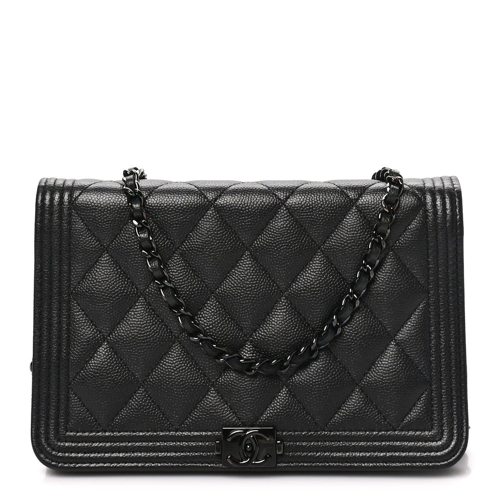 Caviar Quilted Boy Wallet On Chain WOC So Black wholesalehk.shop
