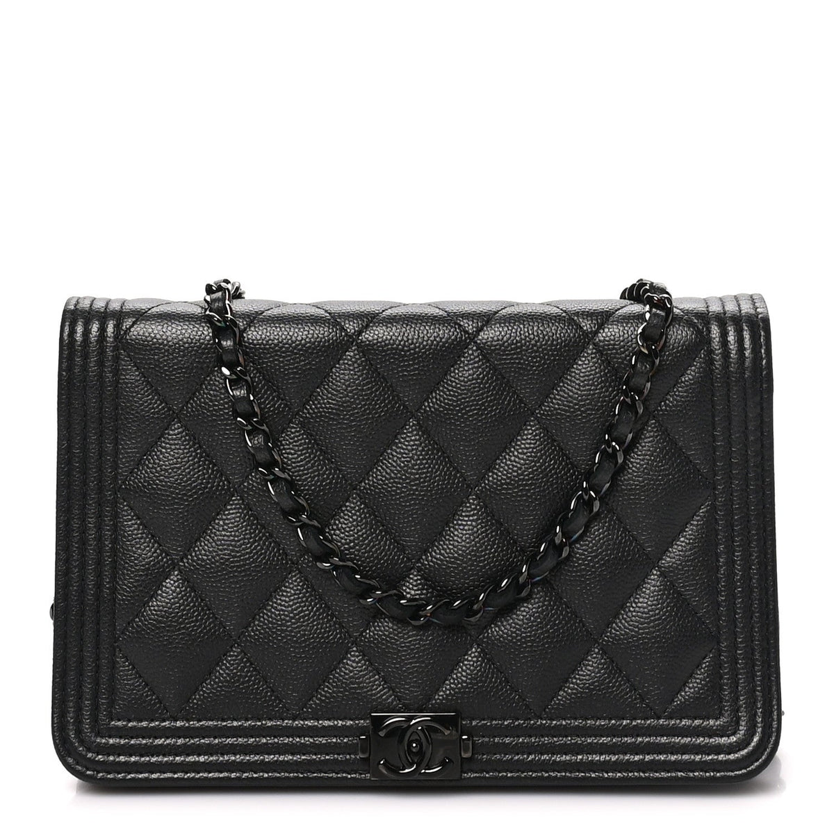 Caviar Quilted Boy Wallet On Chain WOC So Black wholesalehk.shop