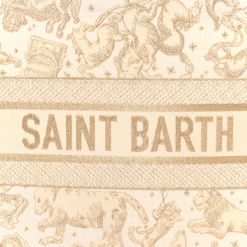 Canvas Embroidered Medium Saint Barth Zodiac Book Tote Gold £¨ Direct shipment via from wholesalehk.shop
