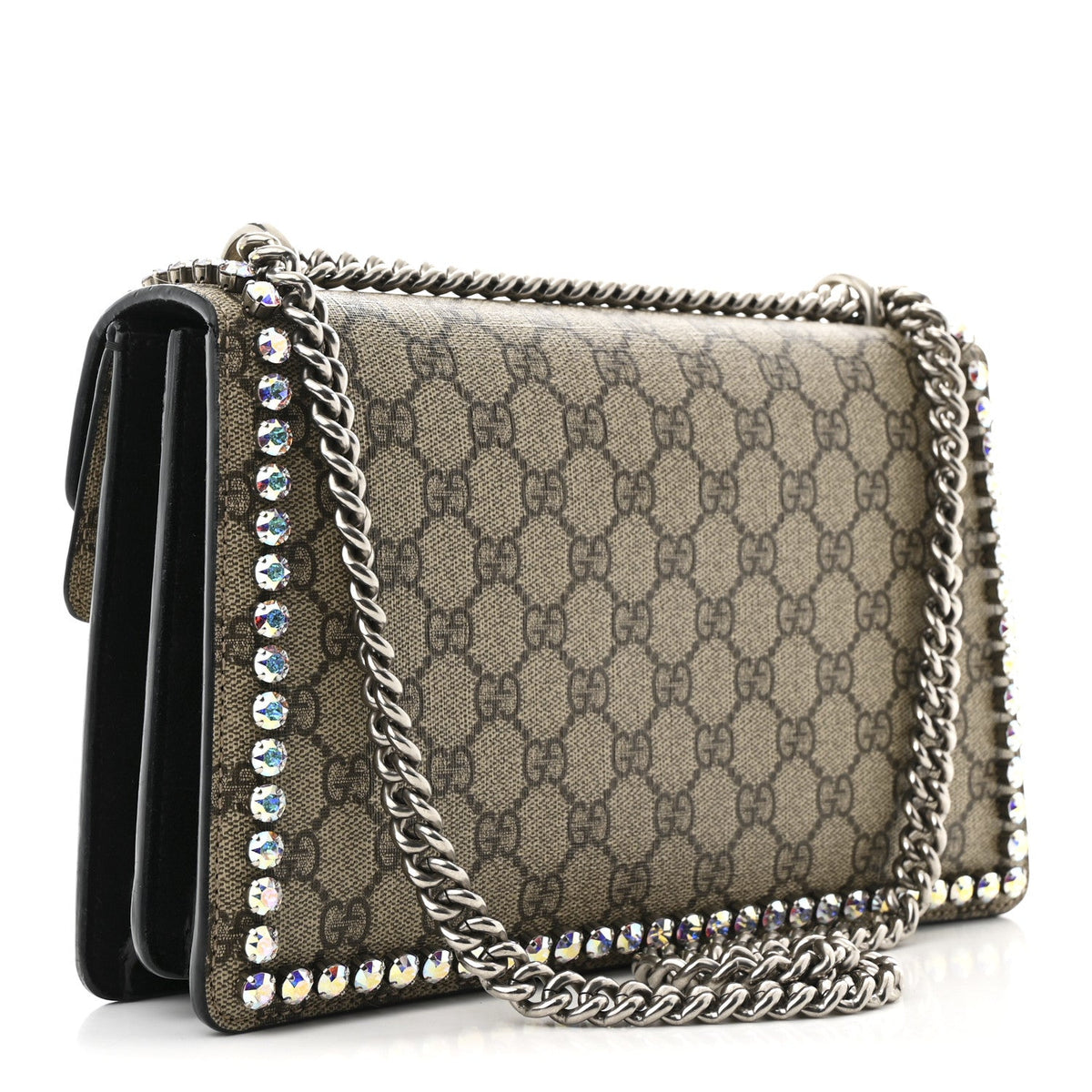 GG Supreme Monogram Crystal Small Dionysus Shoulder Bag Black wholesalehk.shop