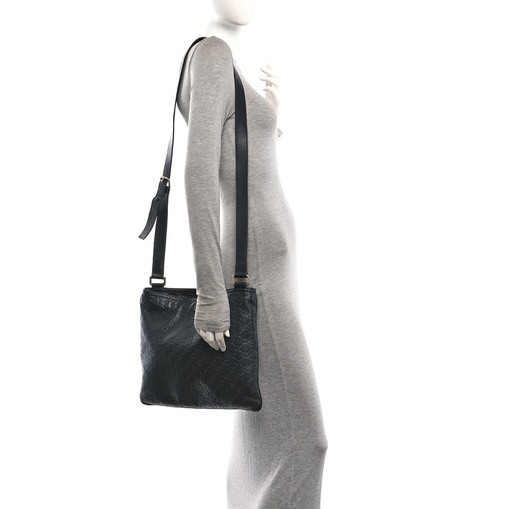 Guccissima Medium Flat Messenger Bag Black £¨ Direct shipment via from wholesalehk.shop