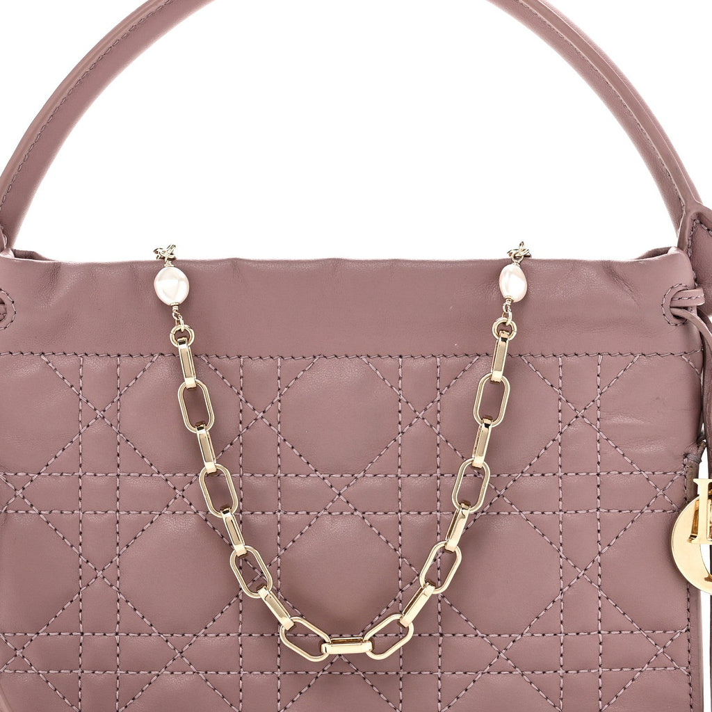 Lambskin Cannage Milly Mini Drawstring Bag Pink Peony wholesalehk.shop