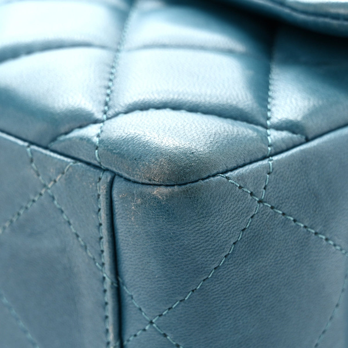 Lambskin Quilted Maxi Double Flap Turquoise wholesalehk.shop