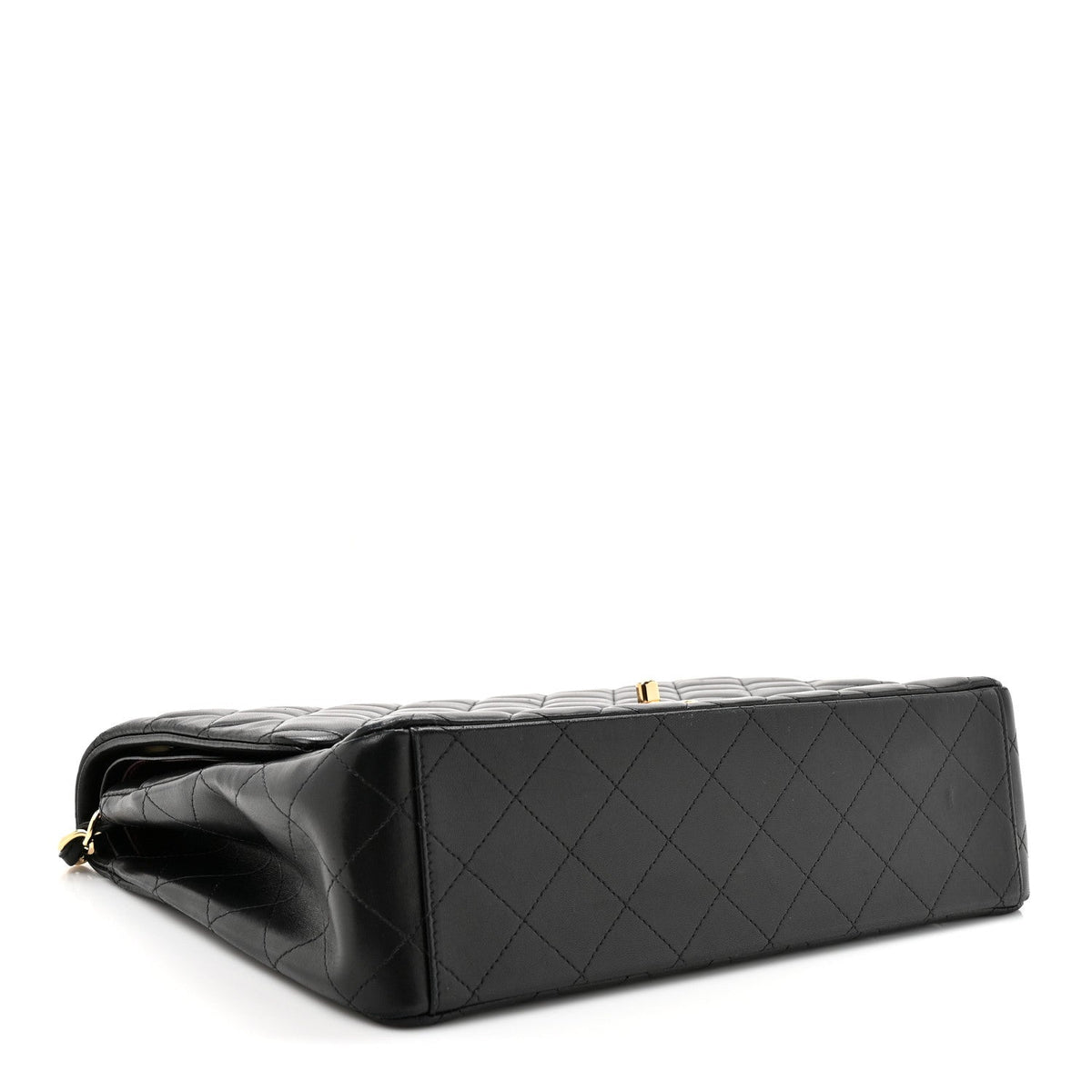 Lambskin Quilted Maxi Double Flap Black wholesalehk.shop