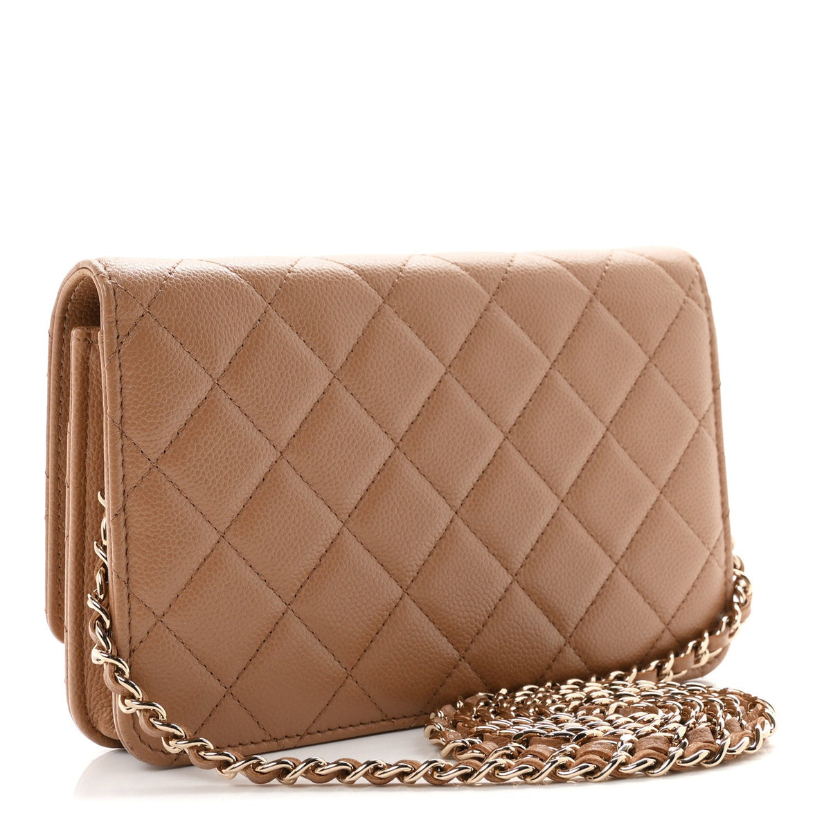 Caviar Quilted Multi Chain Wallet On Chain WOC Beige wholesalehk.shop