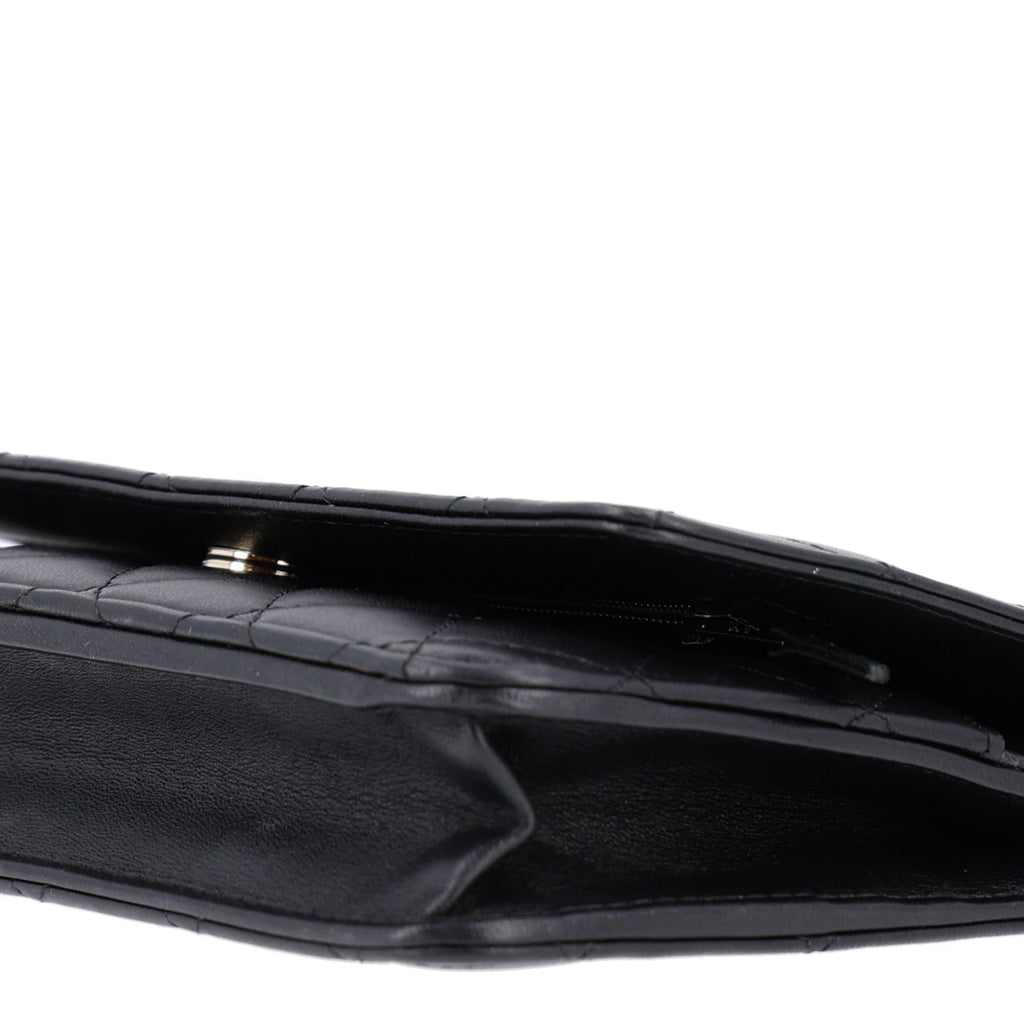 Lambskin Quilted Pearl Wallet On Chain WOC Black wholesalehk.shop