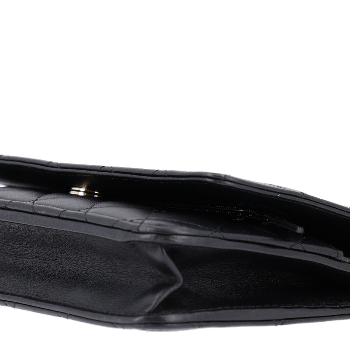 Lambskin Quilted Pearl Wallet On Chain WOC Black wholesalehk.shop