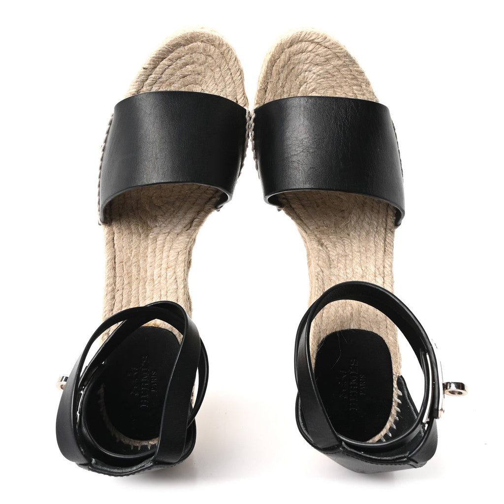 Calfskin Tipoli Espadrille Wedges 38 Black wholesalehk.shop