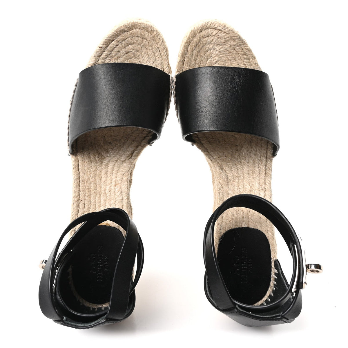 Calfskin Tipoli Espadrille Wedges 38 Black wholesalehk.shop