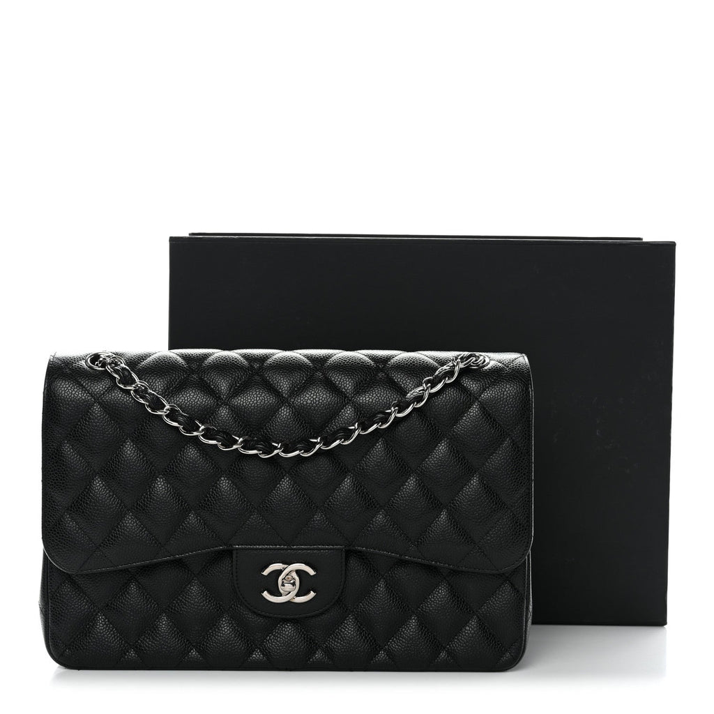Caviar Quilted Jumbo Double Flap Black wholesalehk.shop