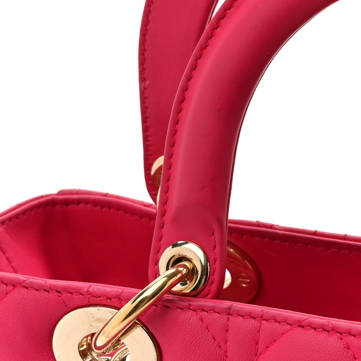 Lambskin Cannage Medium Lady Dior Fuchsia wholesalehk.shop