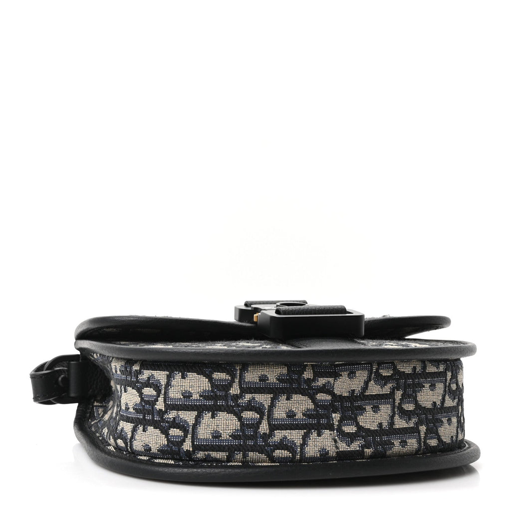 Oblique Grained Calfskin Mini Gallop Bag With Strap Black Beige wholesalehk.shop