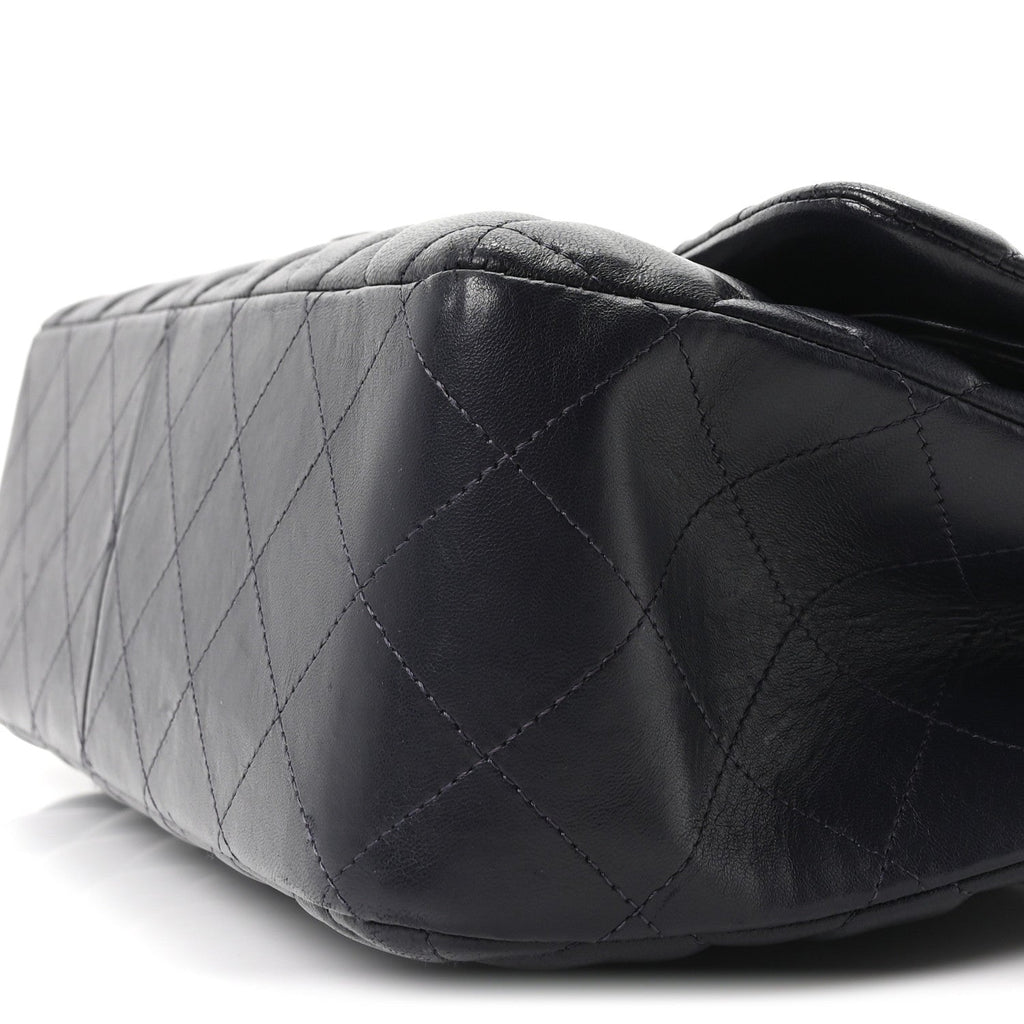 Lambskin Quilted Jumbo Double Flap Navy wholesalehk.shop