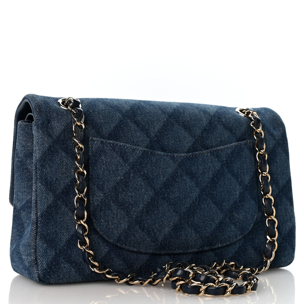 Printed Denim Quilted Medium Double Flap Light Blue wholesalehk.shop