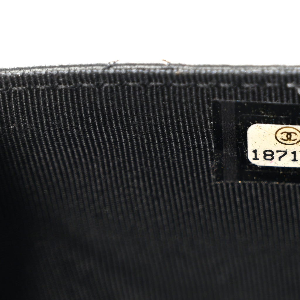 Lambskin Quilted Wallet On Chain WOC Black wholesalehk.shop