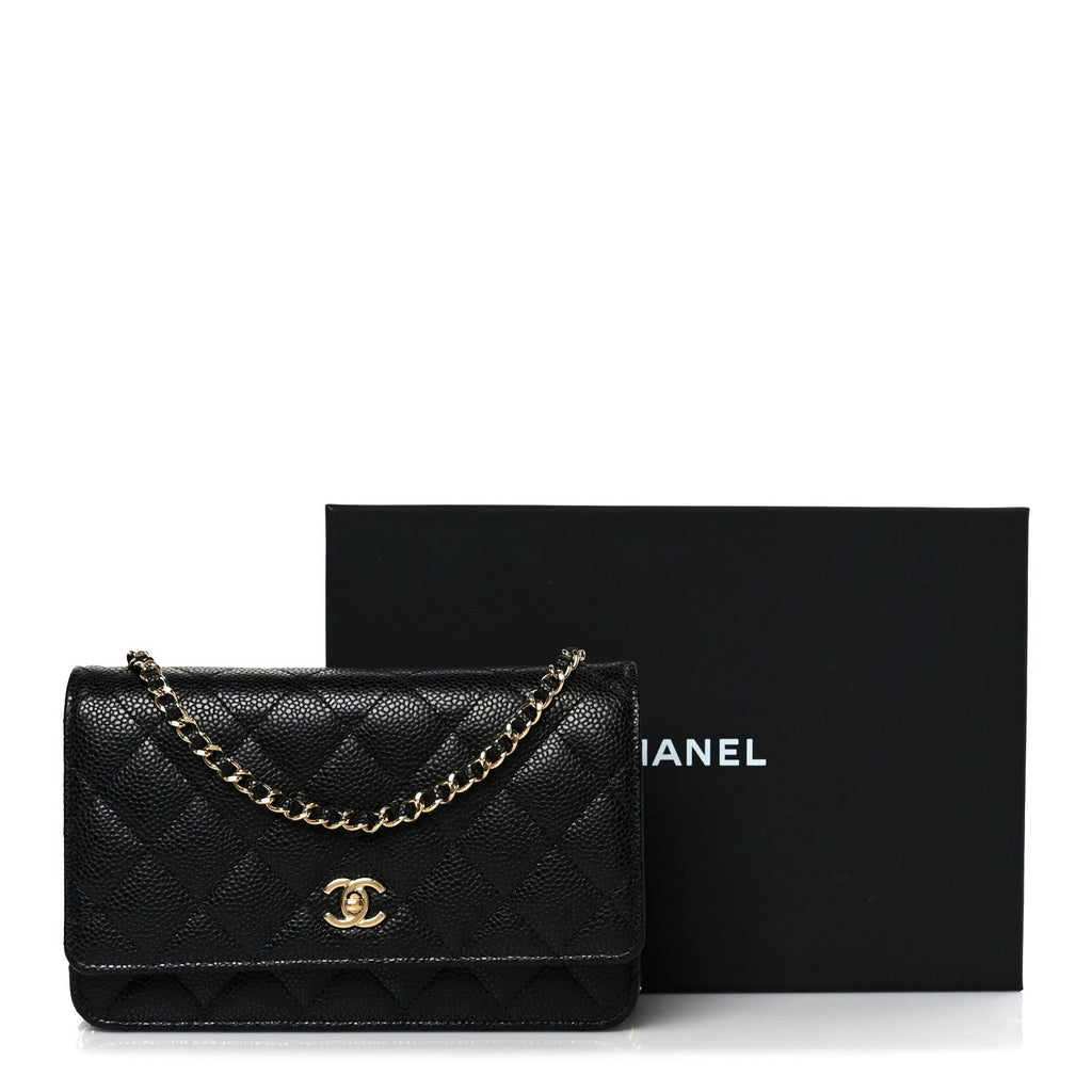 Caviar Quilted CC Turnlock Wallet On Chain WOC Black wholesalehk.shop