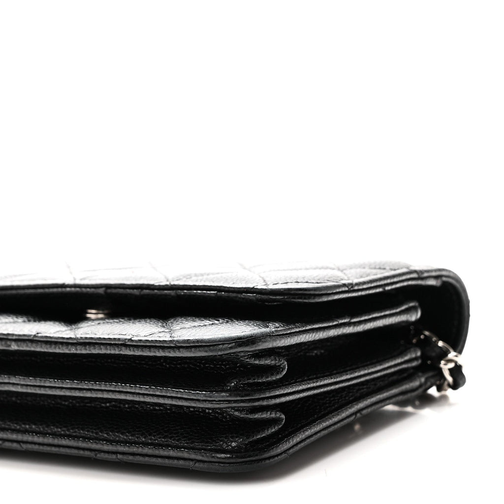 Caviar Quilted Mini Wallet On Chain WOC Black wholesalehk.shop