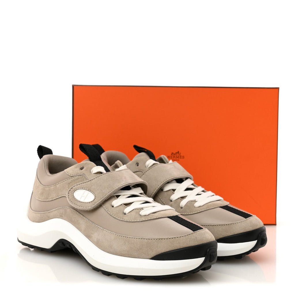 Calfskin Suede Goatskin Loop Sneakers 37 Beige Galet wholesalehk.shop