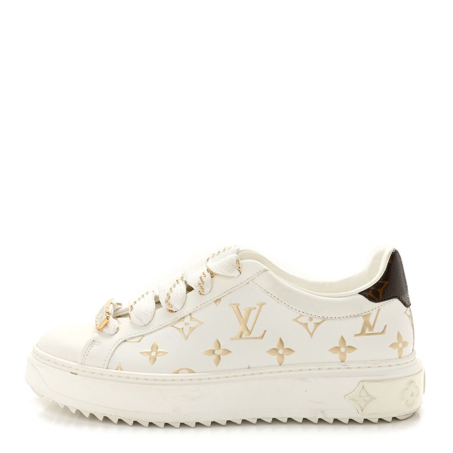Calfskin Monogram Debossed Time Out Sneakers 37 White Gold £¨ Direct shipment via from wholesalehk.shop