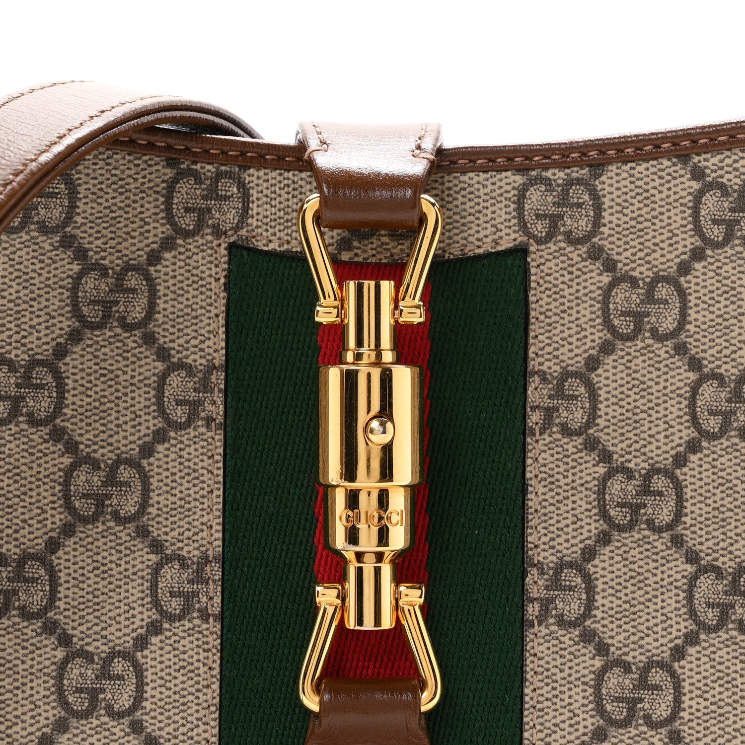 GG Supreme Monogram Azalea Calfskin Web Small Jackie 1961 Hobo Beige Ebony Brown Sugar £¨ Direct shipment via from wholesalehk.shop