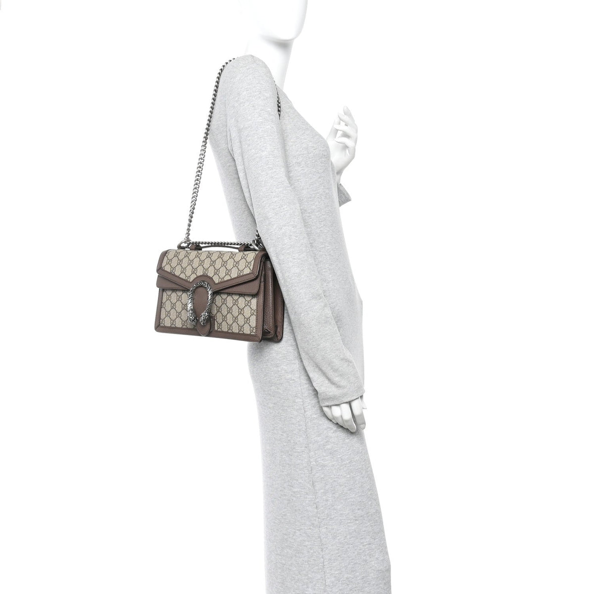 GG Supreme Monogram Textured Dollar Calfskin Top Handle Dionysus Shoulder Bag Beige Ebony New Acero wholesalehk.shop