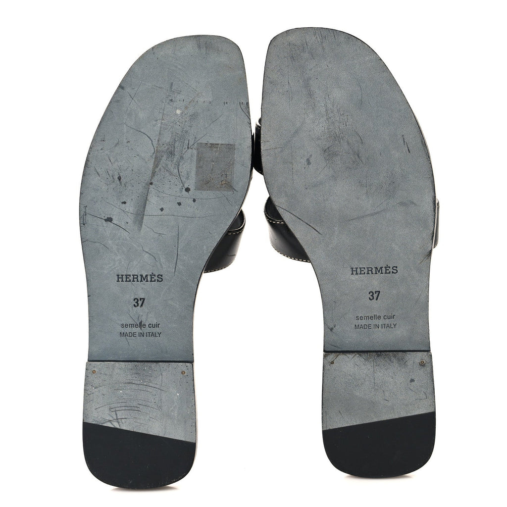 Box Calfskin Oran Sandals 37 Black wholesalehk.shop
