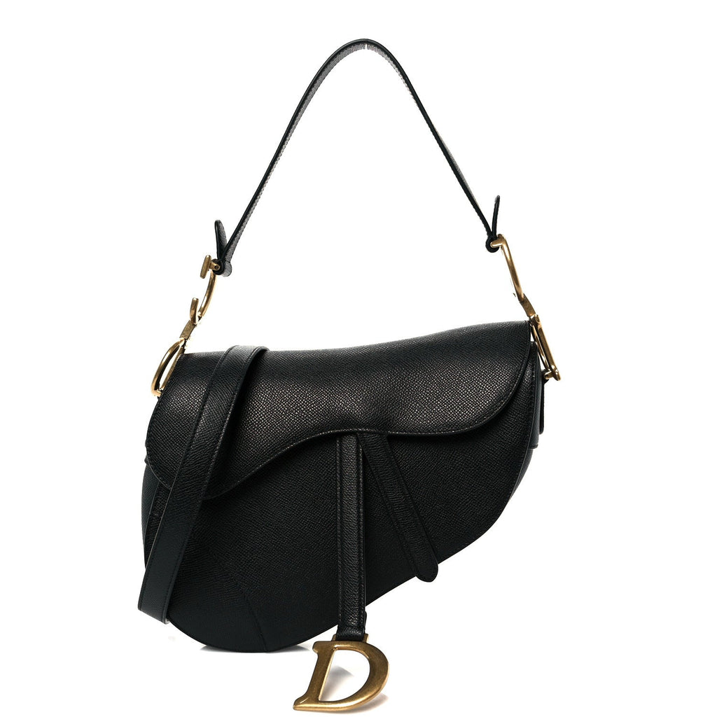 Grained Calfskin Saddle Bag With Strap Black wholesalehk.shop