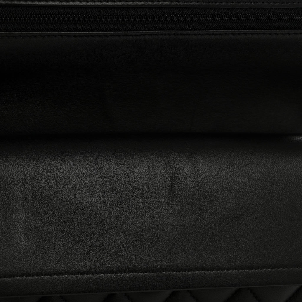 Lambskin Quilted Medium Double Flap Black wholesalehk.shop