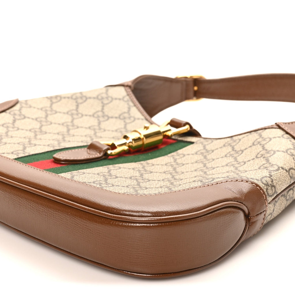 GG Supreme Monogram Azalea Calfskin Web Small Jackie 1961 Hobo Beige Ebony Brown Sugar £¨ Direct shipment via from wholesalehk.shop