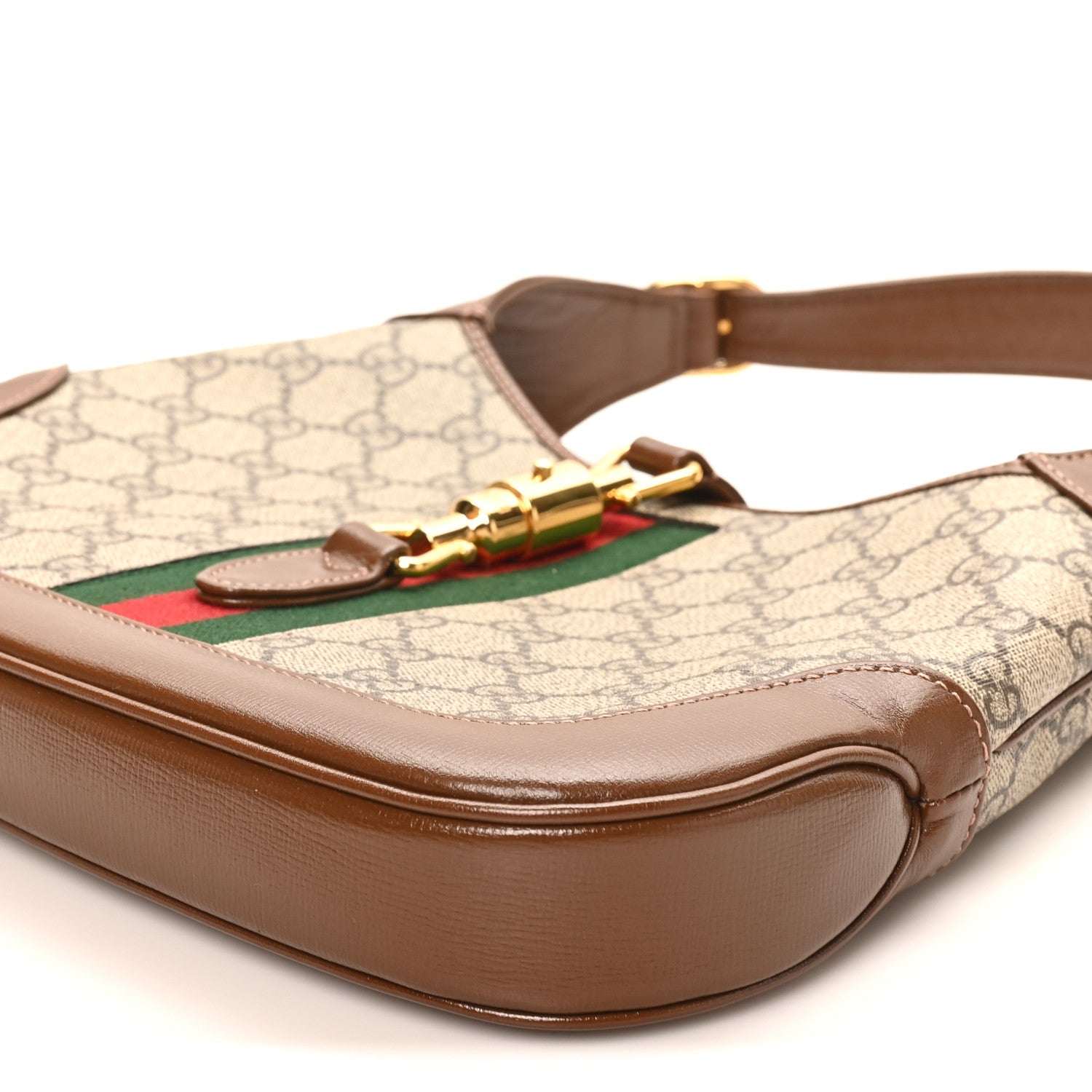 GG Supreme Monogram Azalea Calfskin Web Small Jackie 1961 Hobo Beige Ebony Brown Sugar £¨ Direct shipment via from wholesalehk.shop