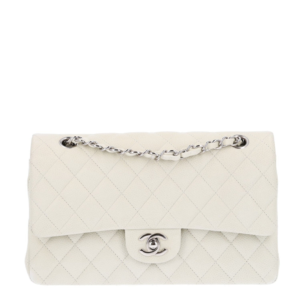 Caviar Quilted Medium Double Flap Light Green wholesalehk.shop