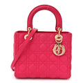 Lambskin Cannage Medium Lady Dior Fuchsia wholesalehk.shop