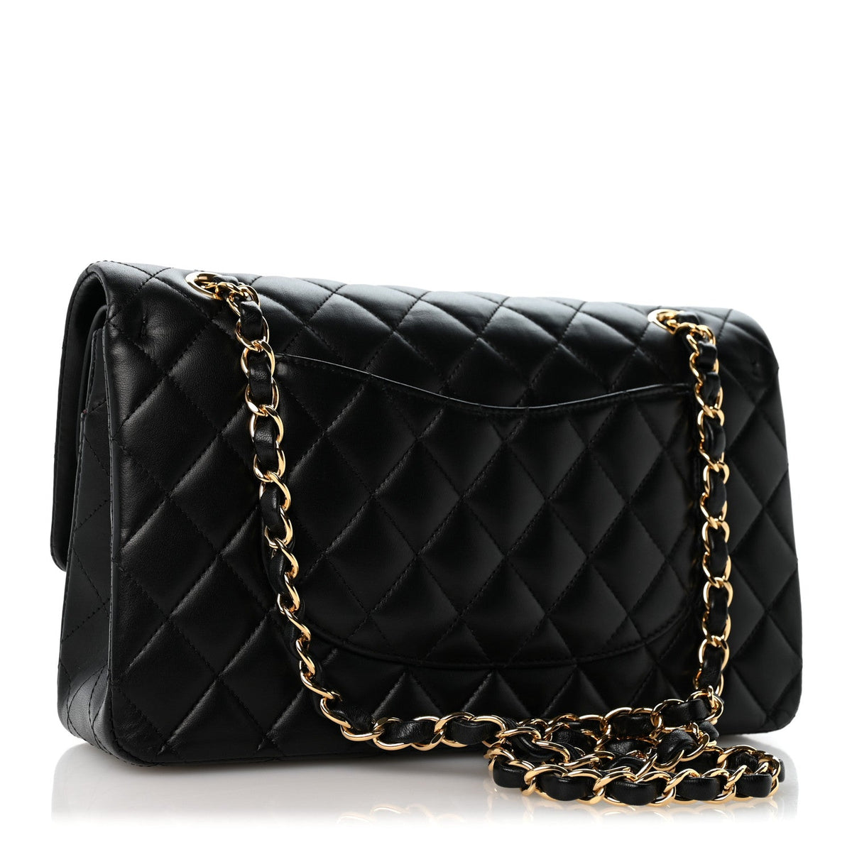 Lambskin Quilted Medium Double Flap Black wholesalehk.shop