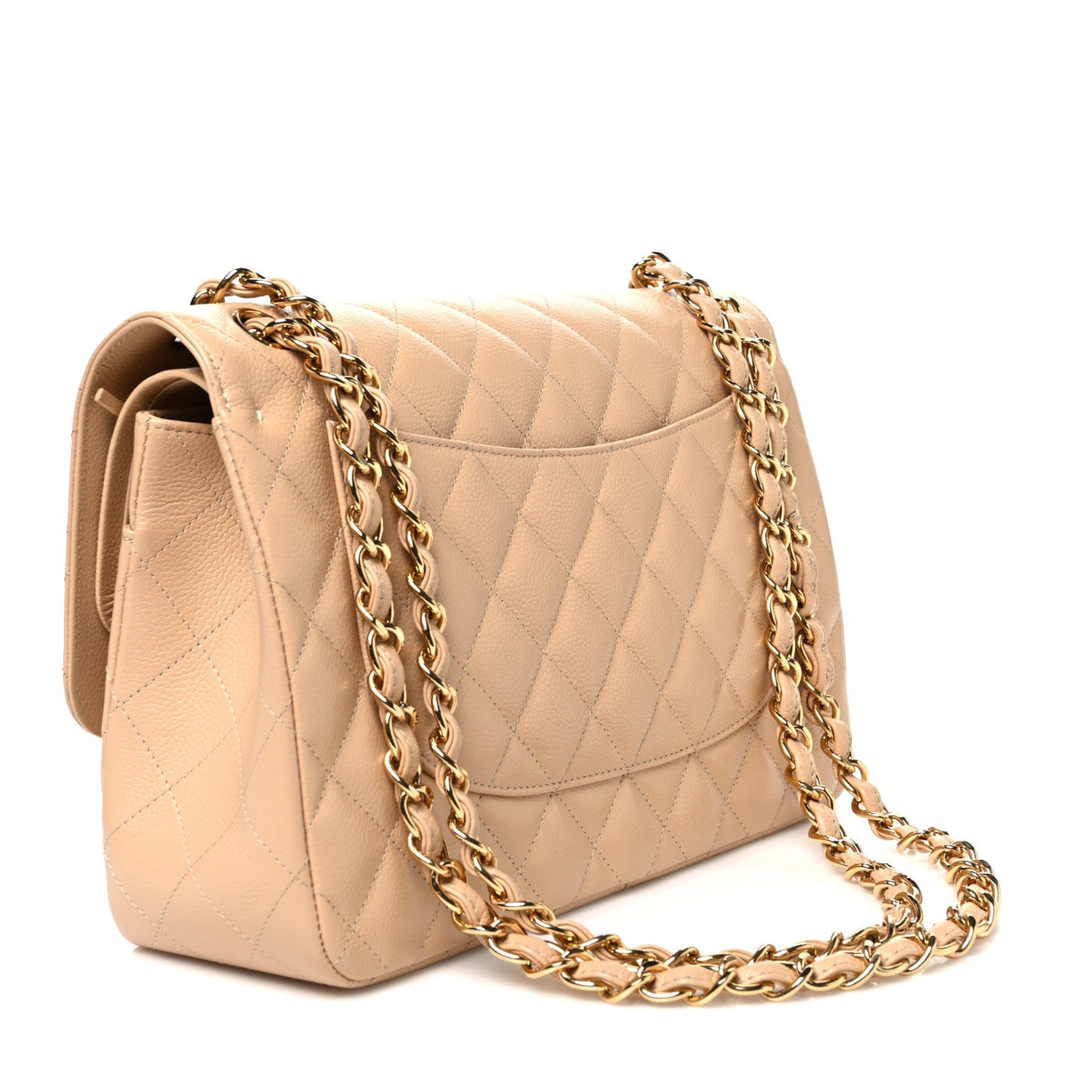 Caviar Quilted Jumbo Double Flap Beige wholesalehk.shop