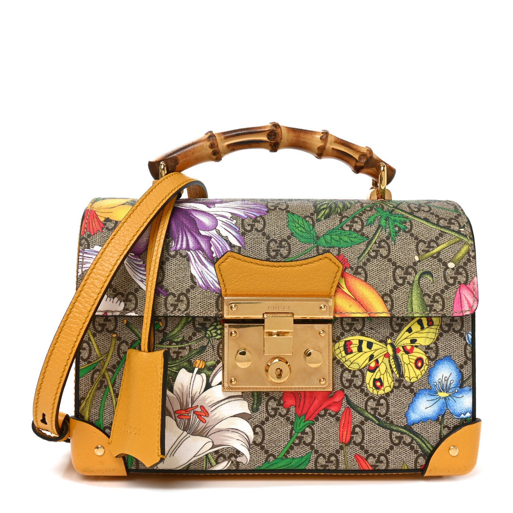 GG Supreme Monogram Flora Small Padlock Bamboo Shoulder Bag Beige Multicolor Crop £¨ Direct shipment via from wholesalehk.shop