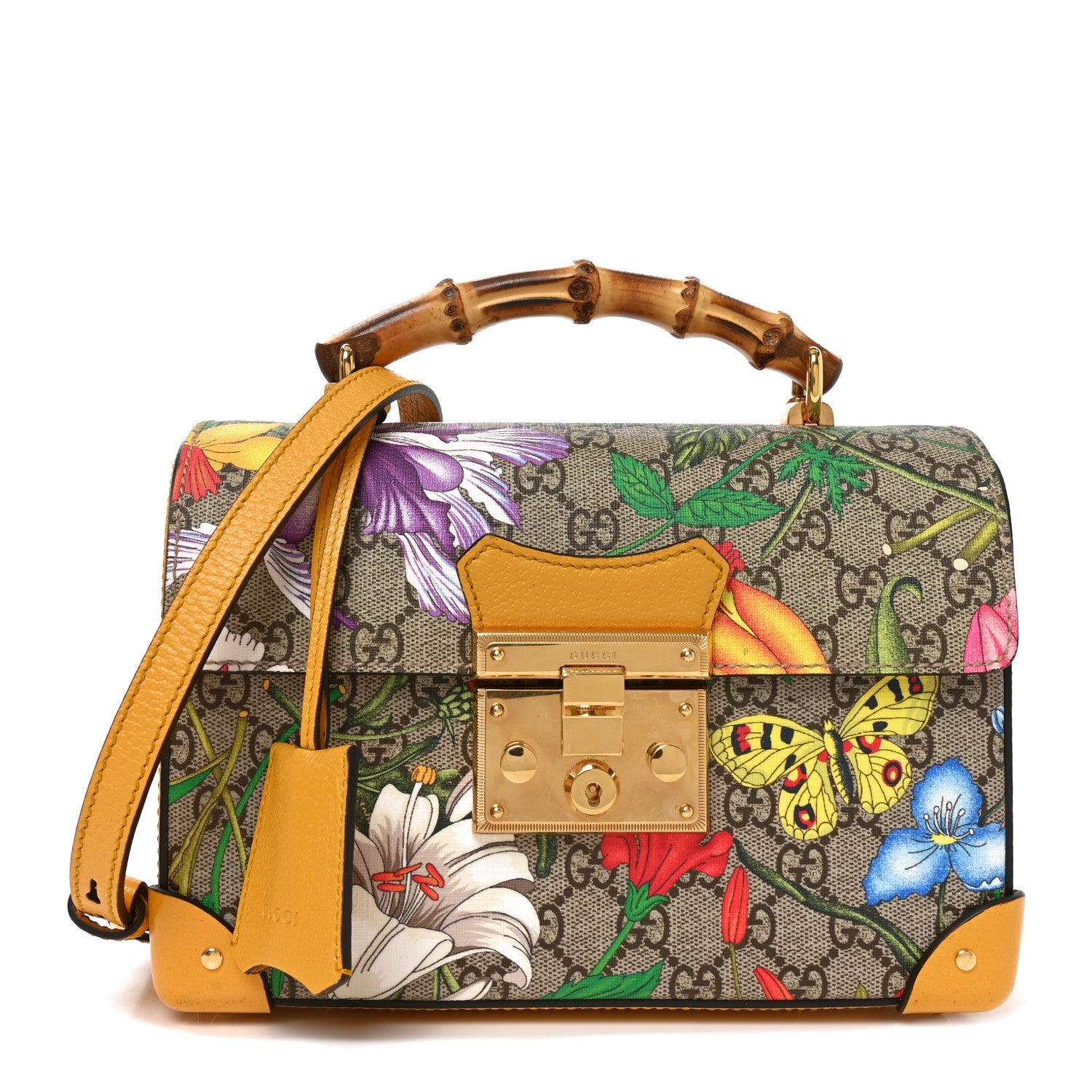 GG Supreme Monogram Flora Small Padlock Bamboo Shoulder Bag Beige Multicolor Crop £¨ Direct shipment via from wholesalehk.shop